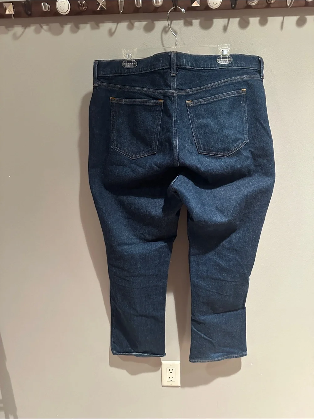 Abercrombie & Fitch Dark Navy curve love mid rise Straight Jeans